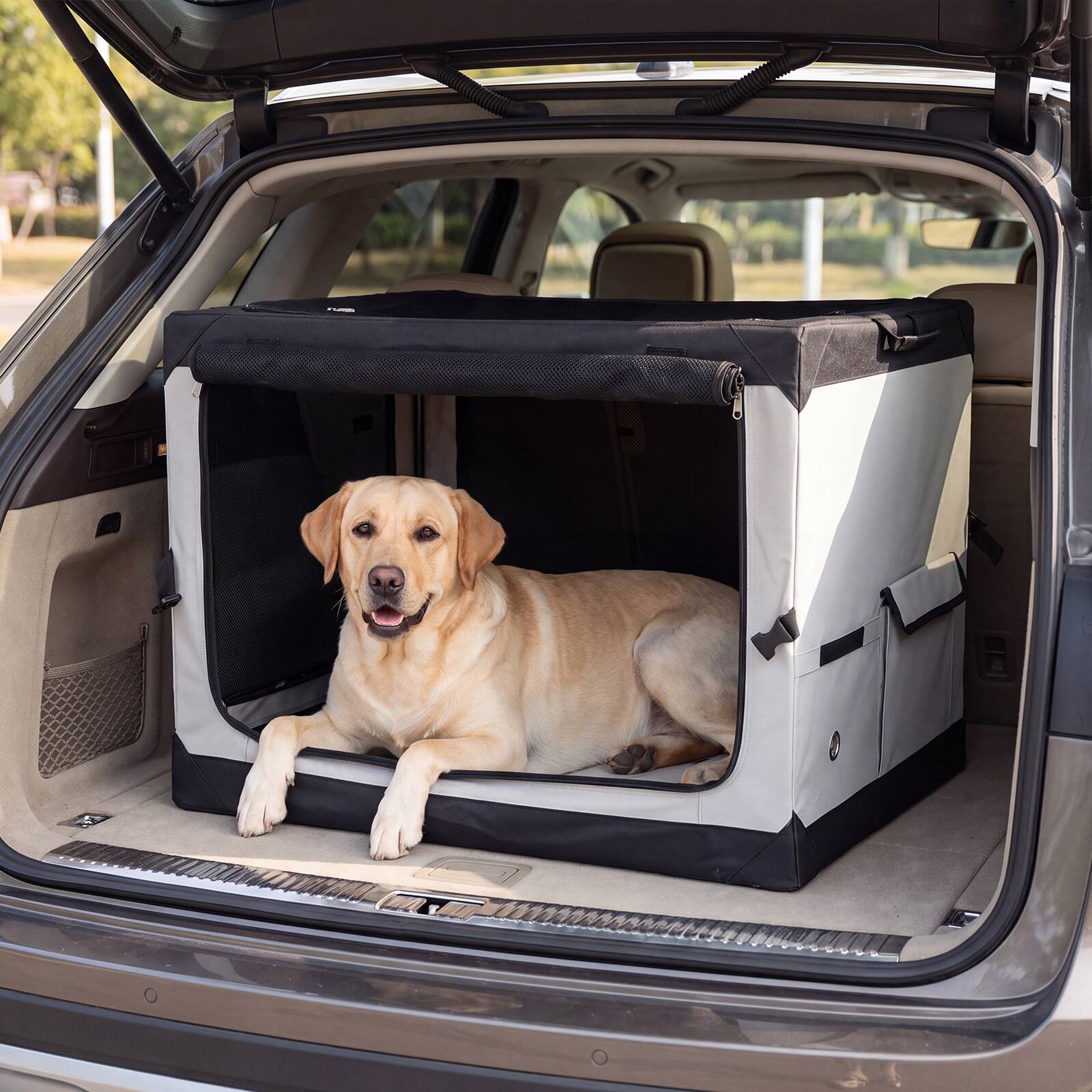 Alt View 3. Costway - Costway 36" x 25" x 25" Portable Collapsible Soft Dog Crate with 4 Mesh Doors Removable Mat.