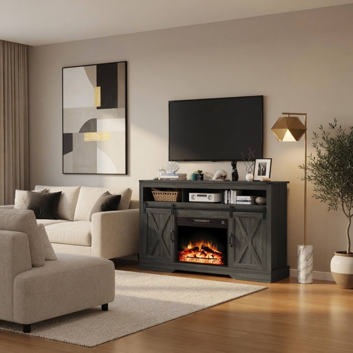 Alt View 3. Loheer - Loheer 23 inch electric fireplace insert, Recessed Wall Mount Fireplace with Multicolor Flames, 1400W Heater - Black.