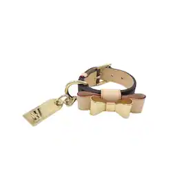 Smart Pet Toys - Designer Fashion Leather Collar Set - Beige and Dark Brown