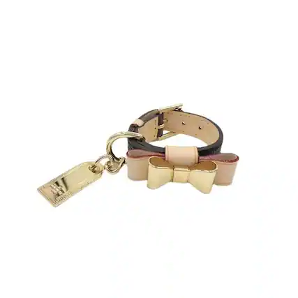 Front. Smart Pet Toys - Designer Fashion Leather Collar Set - Beige and Dark Brown.