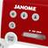 JANOME
- Power button (circle with a dot)
- Needle position button (triangle)
- Scissors button
- Help button (question mark with an arrow)
- Speed control slider with arrows
START STOP
