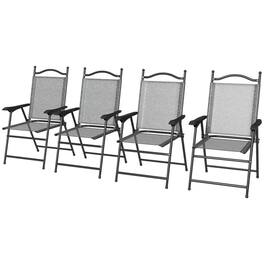 Resenkos - 4 Piece Folding Patio Camping Chair Set,Steel, Mesh Fabric, Lawn - Gray