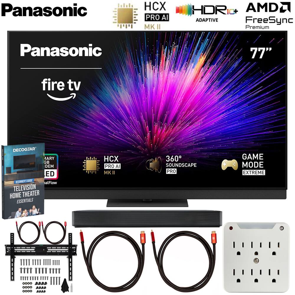 Panasonic HCX PRO AI MK II 77" Fire TV  
HDR10+ Adaptive  
AMD FreeSync Premium  
360° Soundscapes Pro  
Game Mode Extreme  
DECOGEAR  
TELEVISION HOME THEATER ESSENTIALS  
HCX PRO AI MK II  
MARY GB DEM  
alFlow