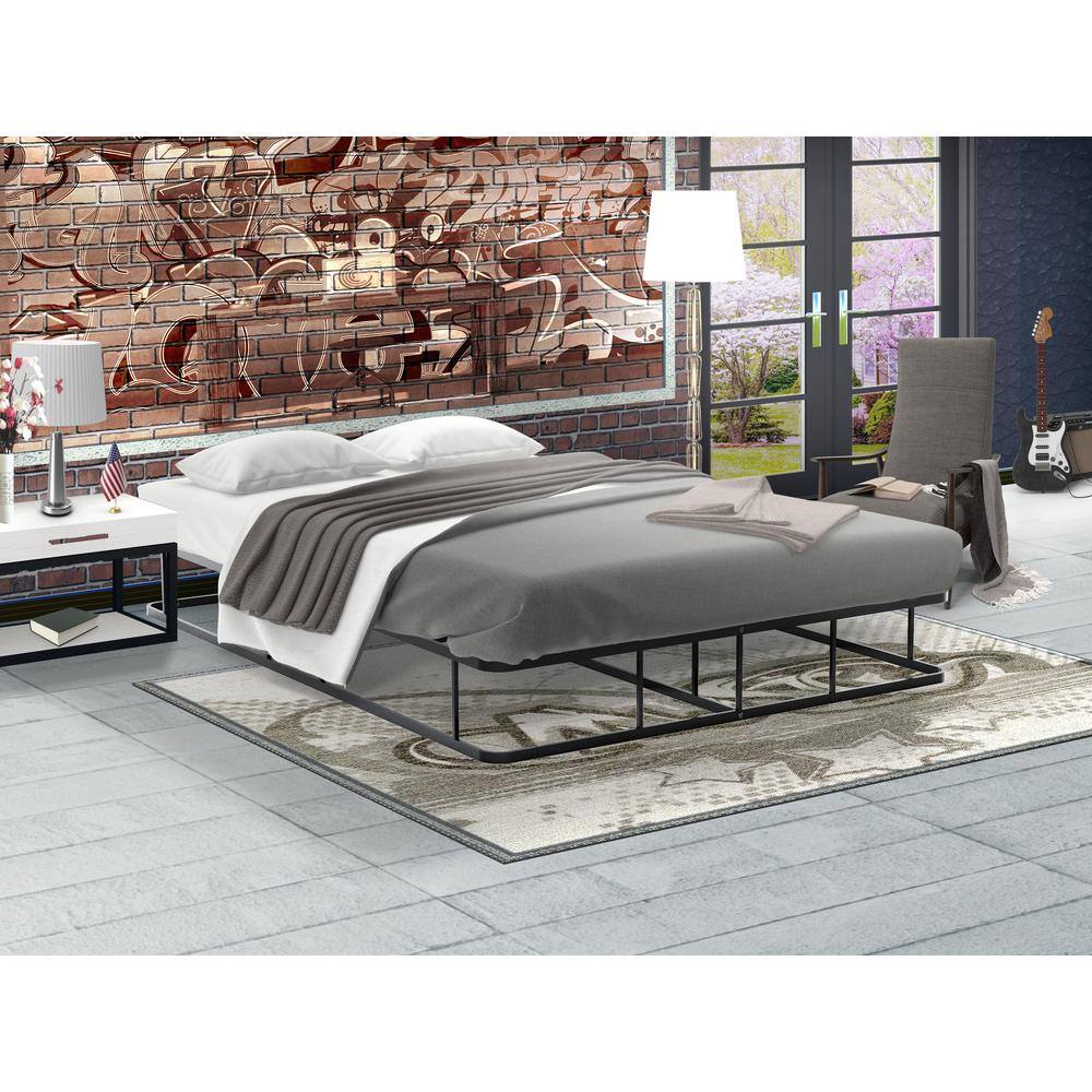 Alt View 2. East West Furniture - DHFBBLK Dothan Full Bedframe with Magnificent Design Headboard and Footboard - Modern Metal Frame in Powder Coating - Black.