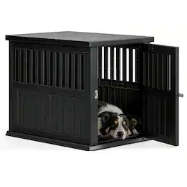 Yardgrace - 129 Indoor Dog Crate – Foldable Medium Kennel, Secure Locks, Removable Tray, Easy-Clean, Travel-Friendly, Crate Training - Black