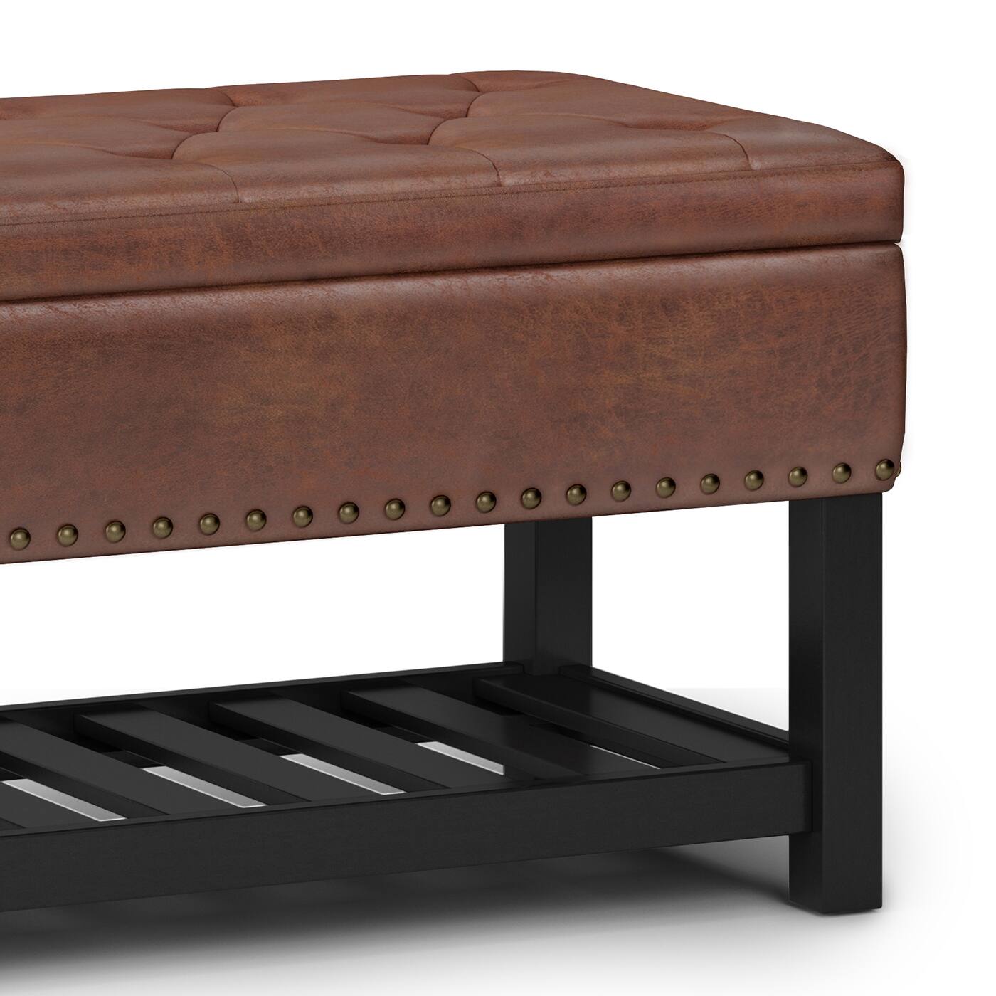 Alt View 13. Simpli Home - Lomond Storage Ottoman Bench - Distressed Saddle Brown.