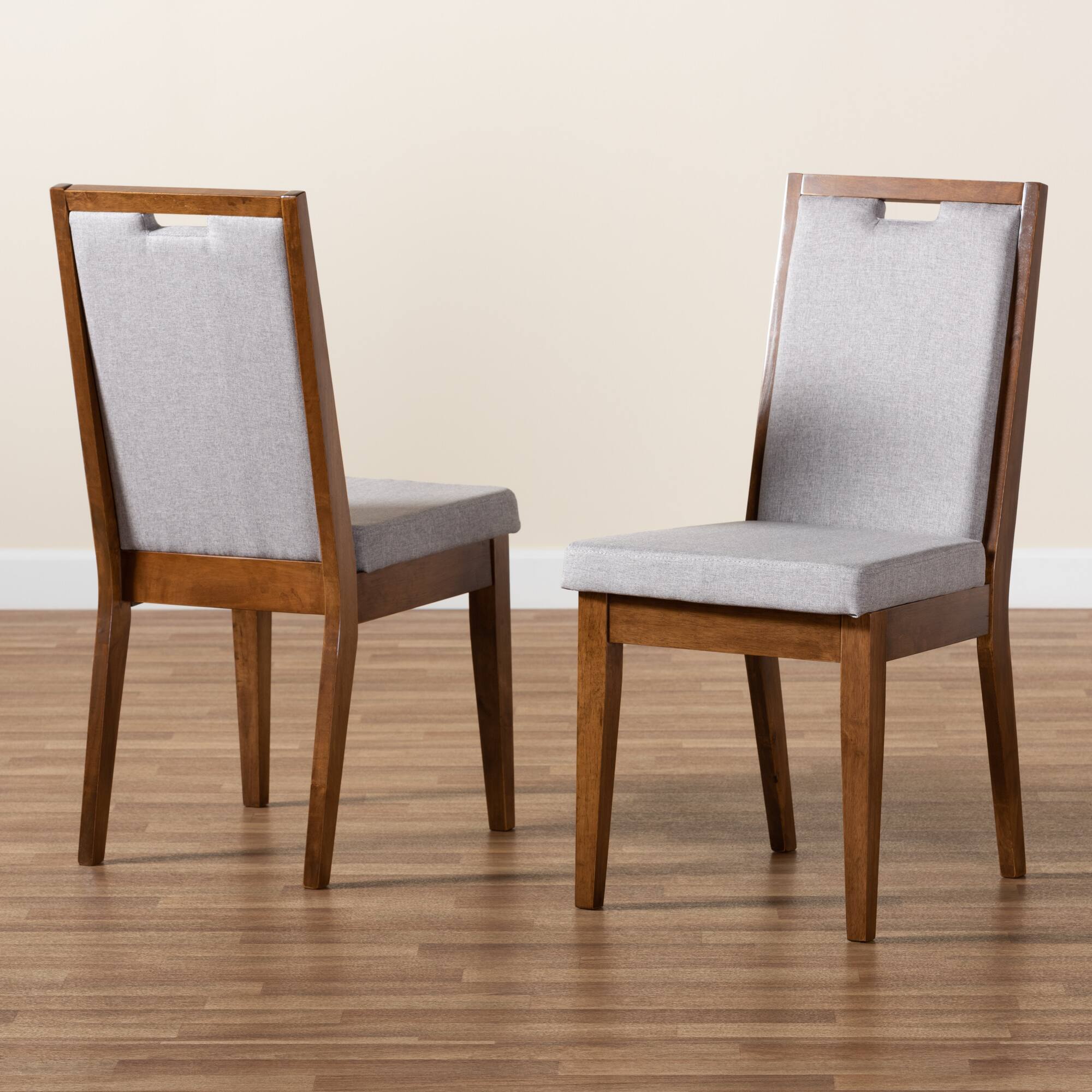 Alt View 4. Baxton Studio - Octavia Modern Fabric Upholstered and Finished Wood 2-Piece Dining Chair Set - Grey/Walnut Brown.
