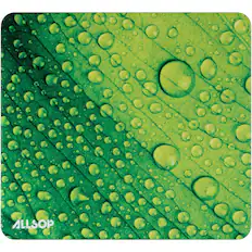 Front. Allsop - Mouse Pad 8.5 x 8 Leaf Raindrop Design Soft-Cloth Surface Non-Skid Base Glue-Free Assembly - green.