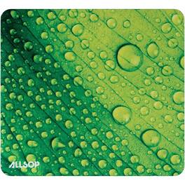 Allsop - Mouse Pad 8.5 x 8 Leaf Raindrop Design Soft-Cloth Surface Non-Skid Base Glue-Free Assembly - Green