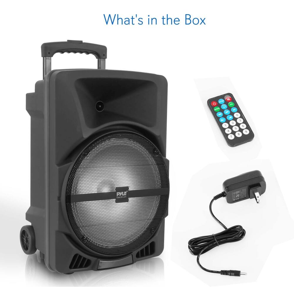 What's in the Box

- PYLE Speaker
- Remote Control
- Power Adapter