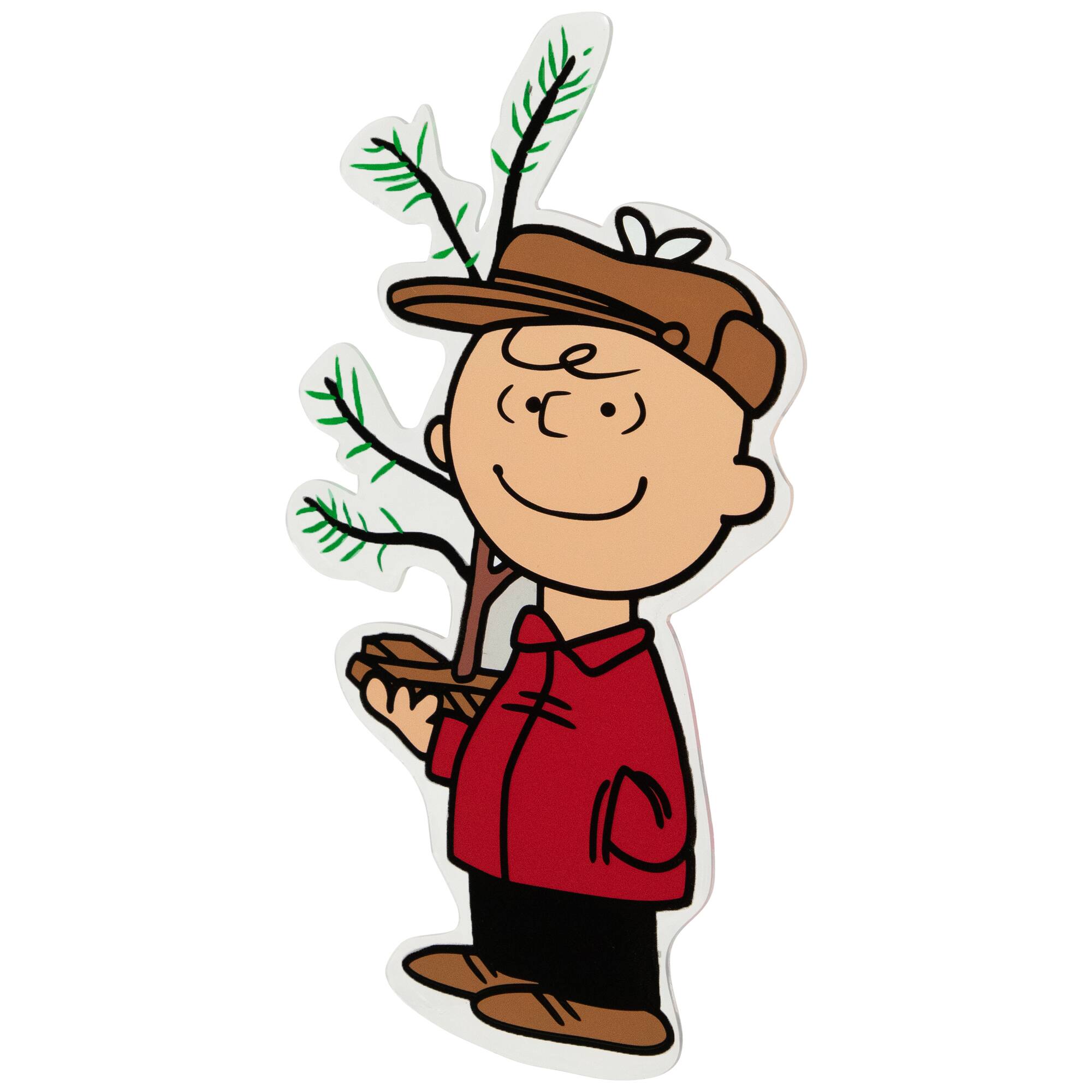 Alt View 2. Northlight - Peanuts Charlie Brown with Iconic Tree Double Sided Christmas Window Cling Decoration - Red.