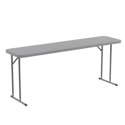 Front. Alamont Home - 6-Foot Plastic Folding Training Table - Gray.