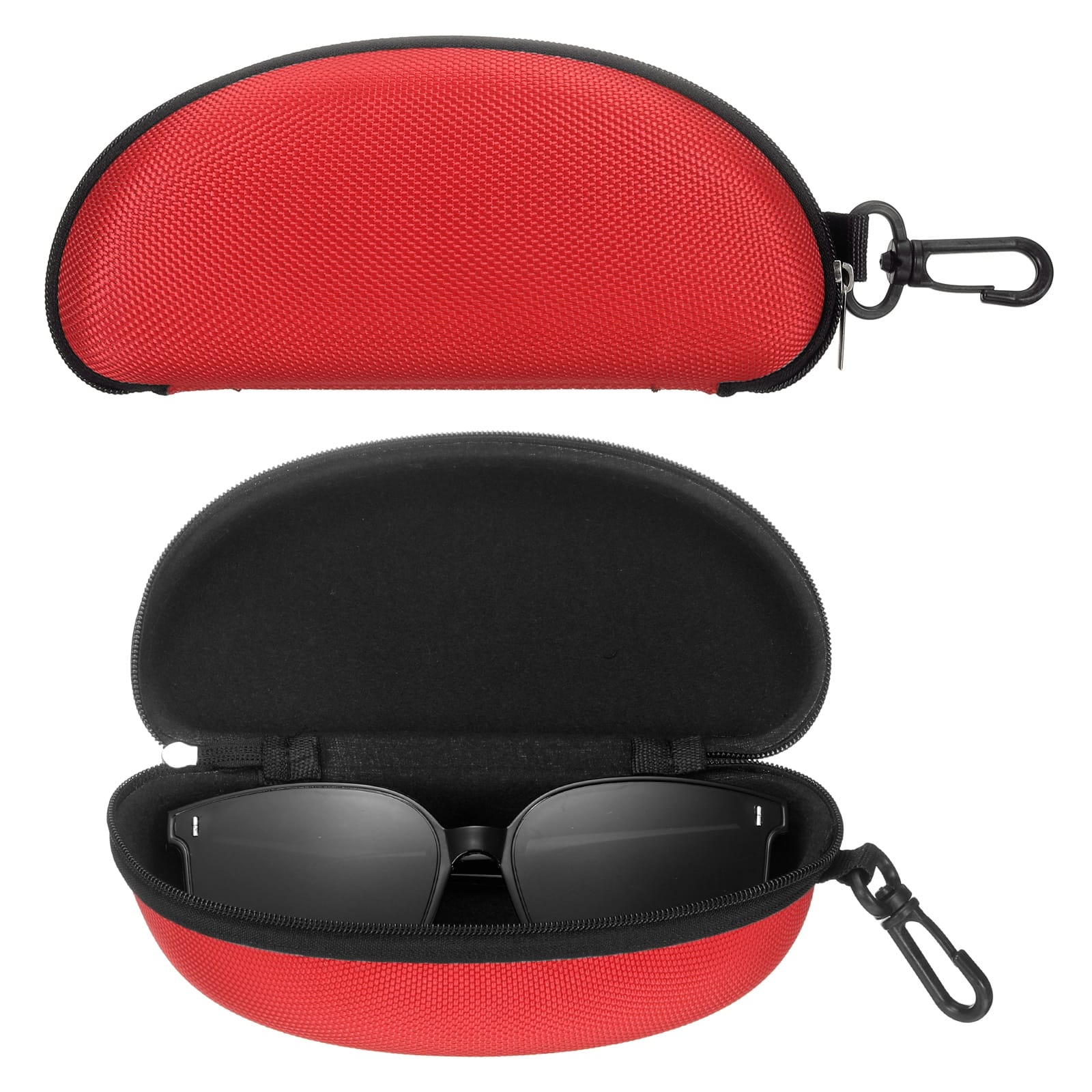 Unique Bargains - 2pcs Sunglasses Soft Case Hard Shell Zipper Holder with Metal Hook for Travel Sport - Red price history on PriceWatchPro