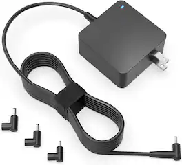 Core Tech - 65W AC Laptop Charger with 4 Round Tips for VivoBook, ZenBook & Chromebook - Black