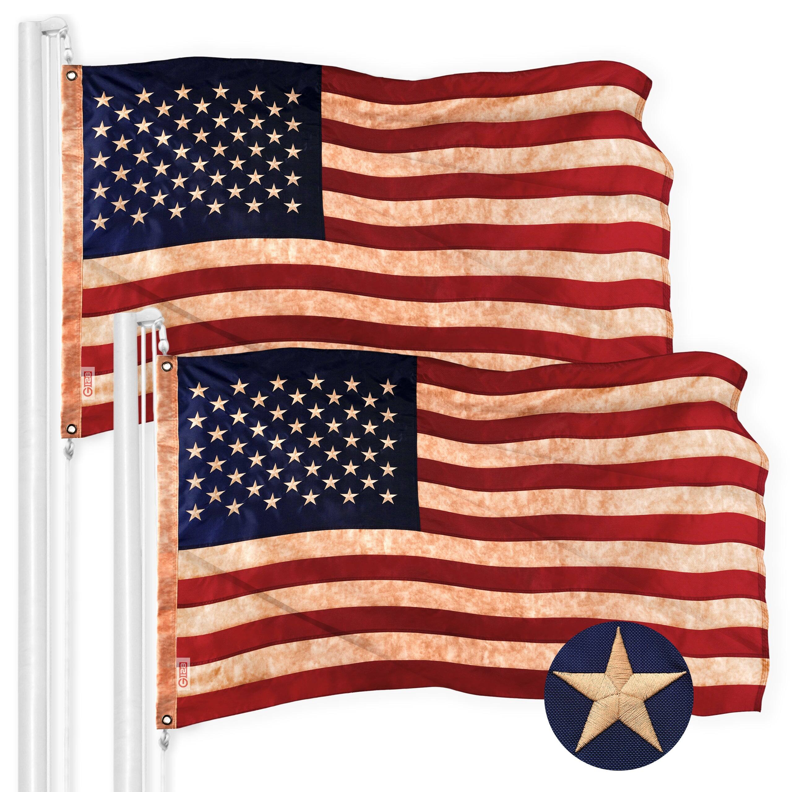 Photos - Other Decoration A&D G128 - 2-Pack Tea-Stained USA Flag, 6 x 10 ft, Embroidered Stars and Sewn Stripes, Heavy-Duty Polyester - Assorted Colors FG 
