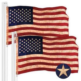 G128 - 2-Pack Tea-Stained USA Flag, 6 x 10 ft, Embroidered Stars and Sewn Stripes, Heavy-Duty Polyester - Assorted Colors