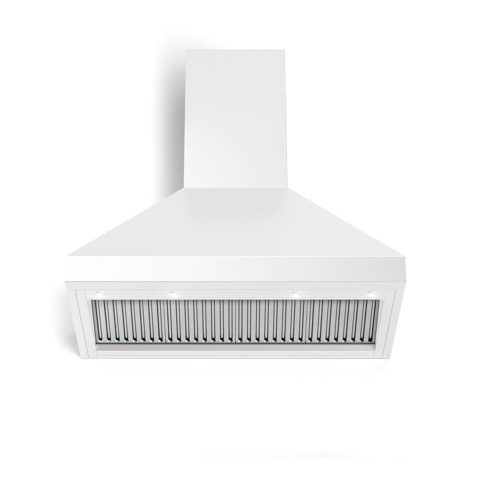 Alt View 1. Verona - Verona 36 inch Designer Chimney Wall Hood with 600 CFM (White) - White.