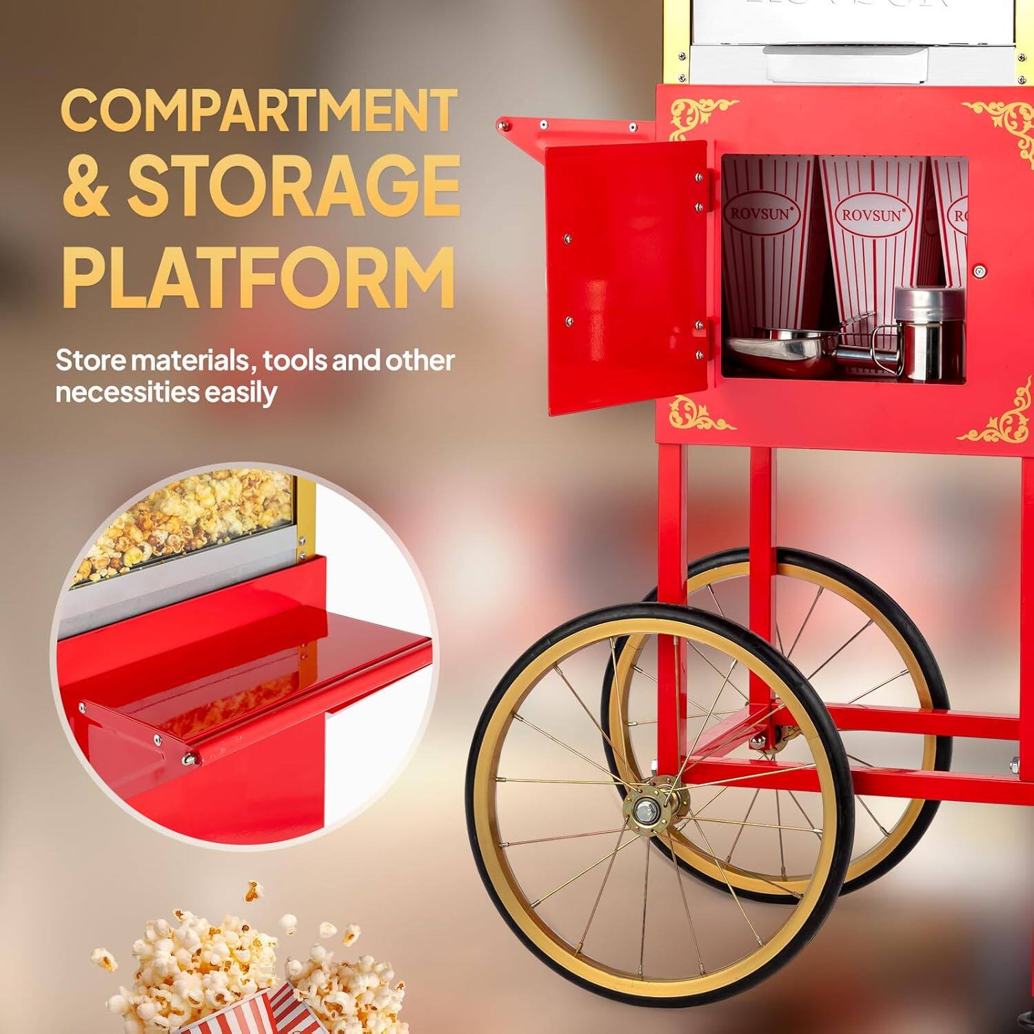 COMPARTMENT & STORAGE PLATFORM  
Store materials, tools and other necessities easily