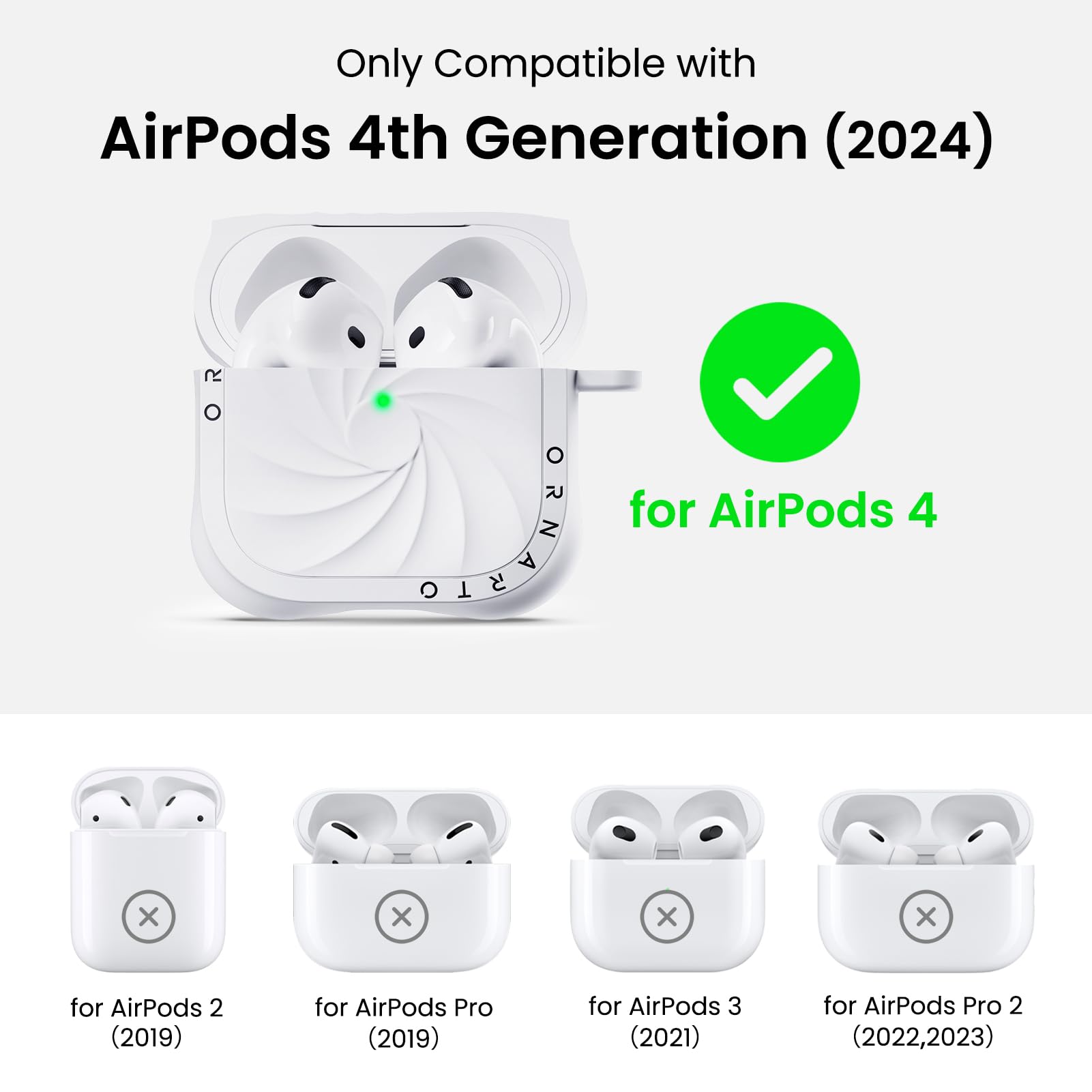 Only Compatible with AirPods 4th Generation (2024) for AirPods 4 for AirPods 2 (2019) for AirPods Pro (2019) for AirPods 3 (2021) for AirPods Pro 2 (2022,2023)