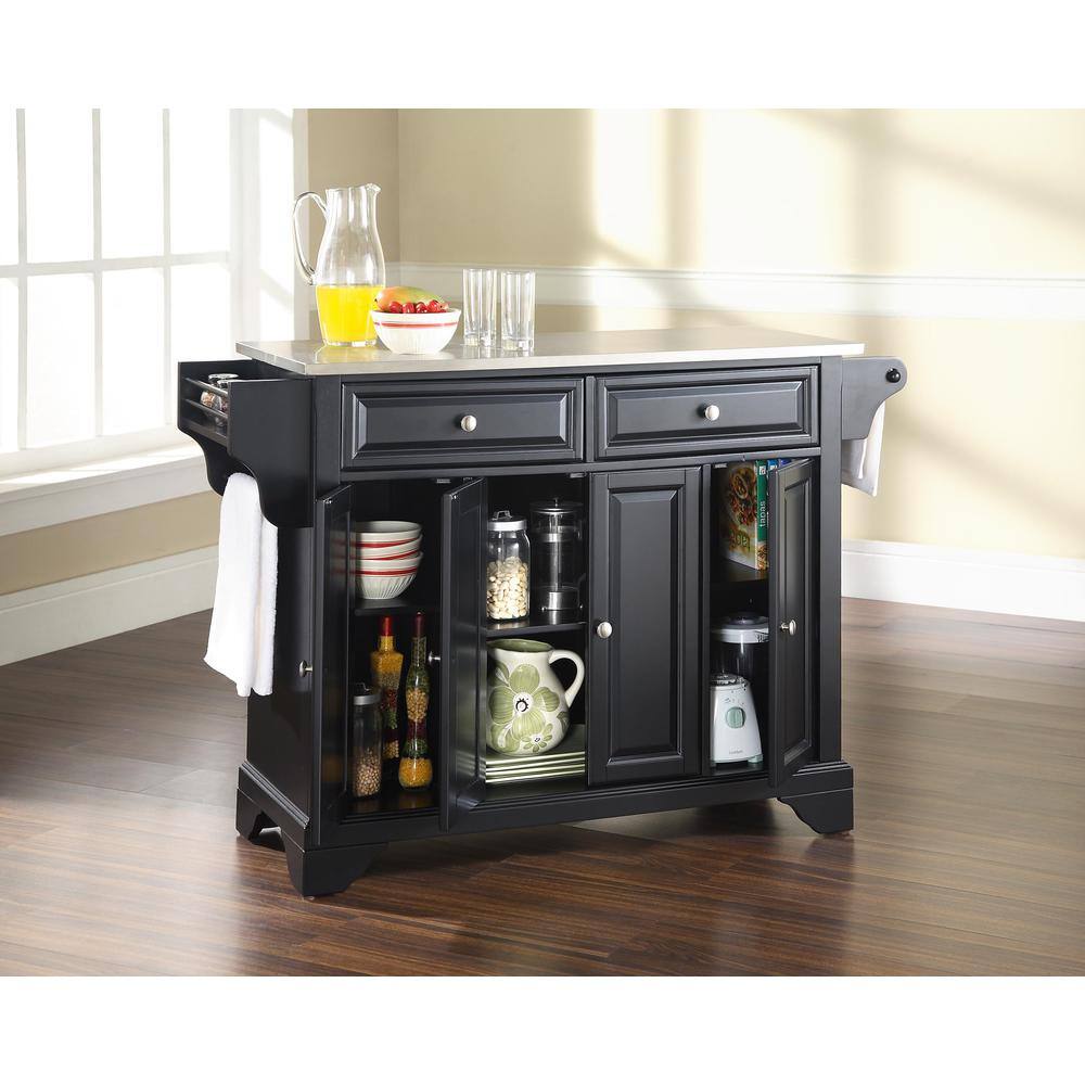 Back. Crosley Furniture - Lafayette Stainless Steel Top Full Size Kitchen Island/Cart - Black.