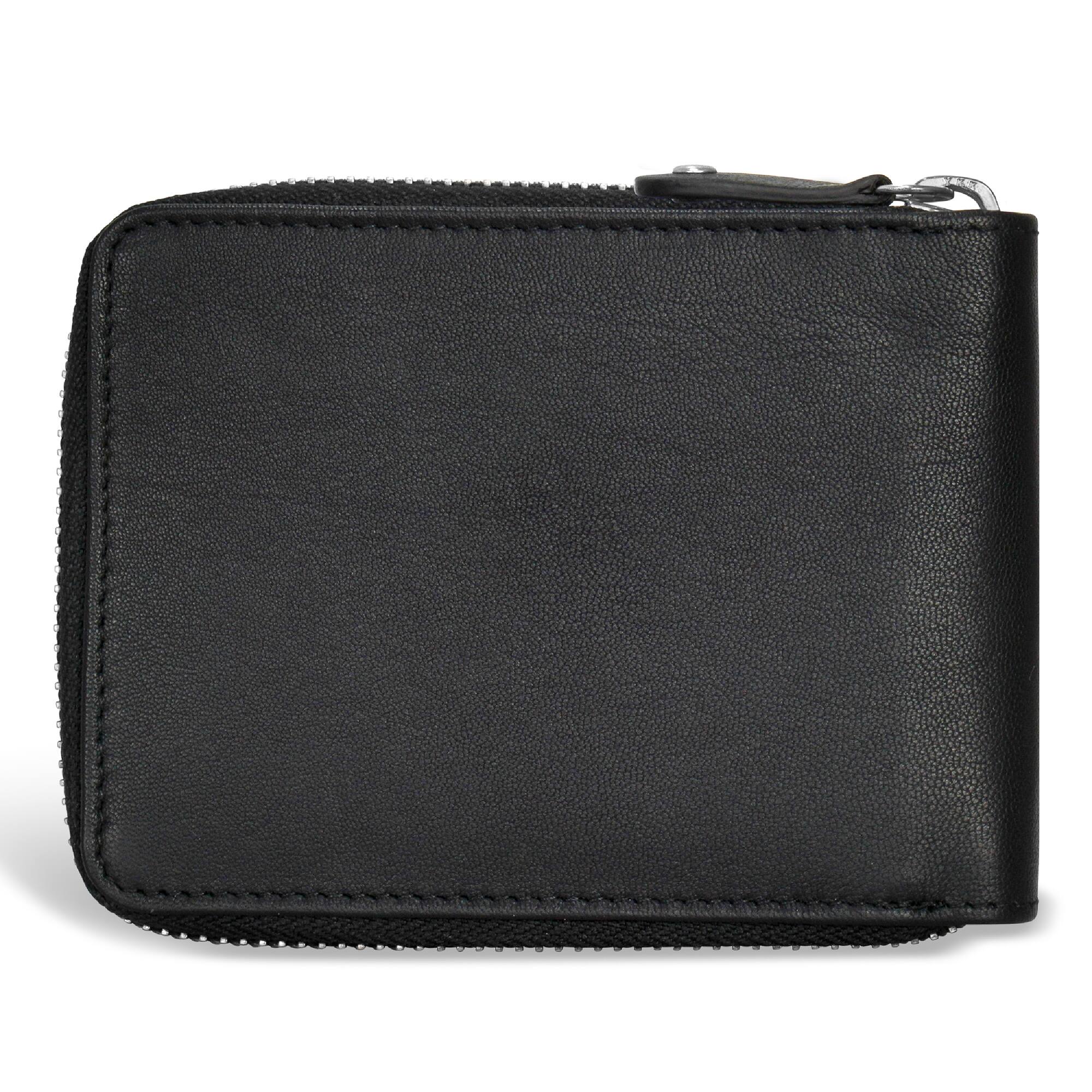 Back. Champs - Iconic Collection Leather Zip Around Wallet - BlackIvory.