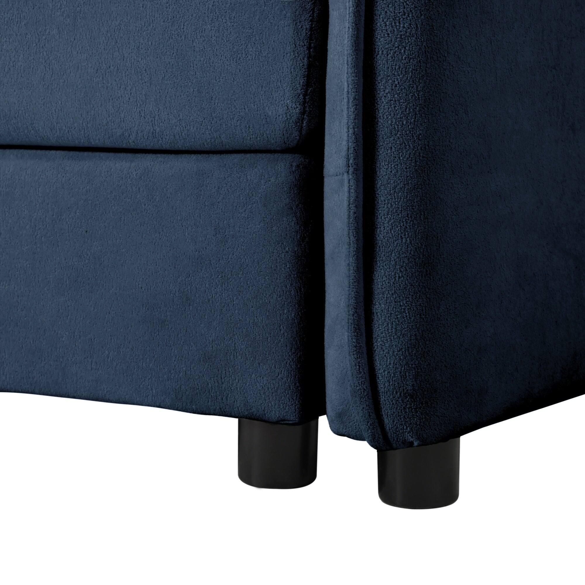 Alt View 7. Boyel Living - Modern Minimalist Blue Chenille Sofa with Side Storage Pockets 2-Seat - Blue.