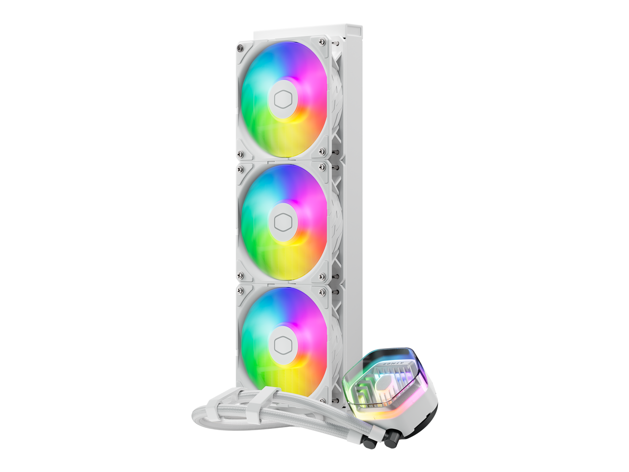 Alt View 1. Cooler Master - CoolerMaster MasterLiquid 360 White ARGB AIO, 360mm, AMD/Intel (MLX-D36M-A25PZ-RW) - White.