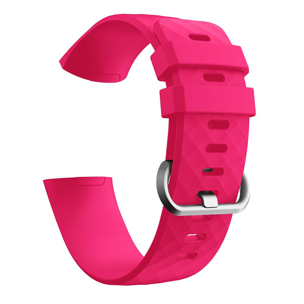 Left. StrapsCo - Active Band Silicone Rubber Watch Strap For Fitbit Charge 3 & Charge 4 (Medium-Long) - Rose.