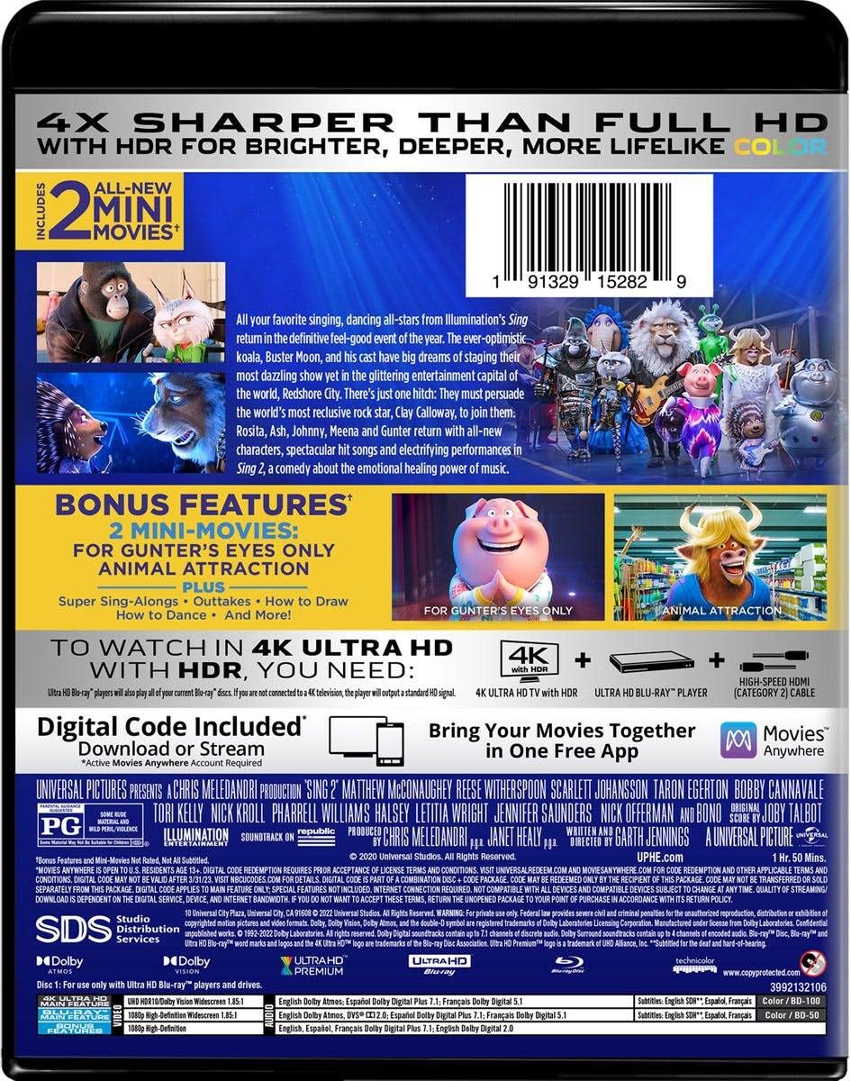 Back. Sing 2   - 4K Blu-Ray.