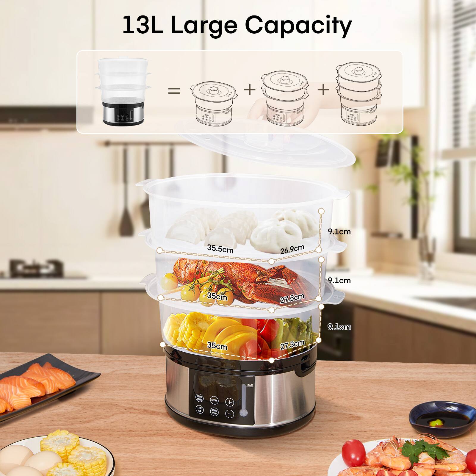 13L Large Capacity

35.5cm
26.9cm
9.1cm

35cm
27.5cm
9.1cm

35cm
27.3cm
9.1cm