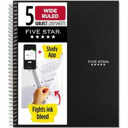 Five Star - Wirebound Black 5-subject Notebook