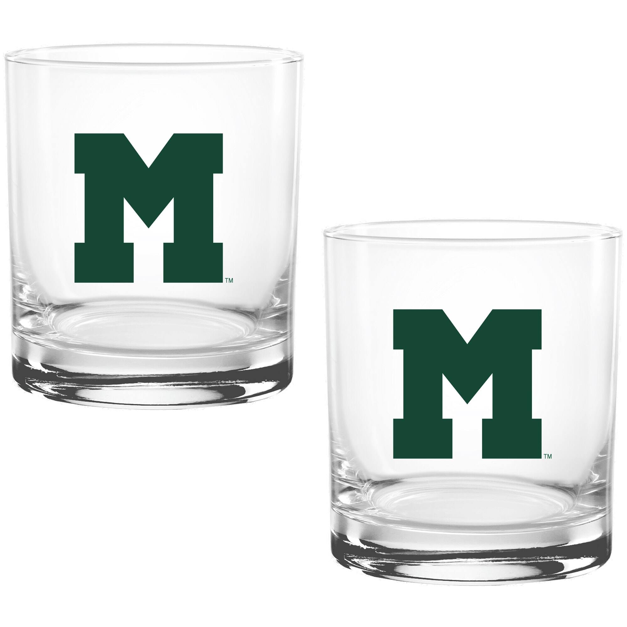 Alt View 1. Indigo Falls - Miami Hurricanes Two Pack 14oz. Vault Sketch Rocks Glass Set - Multicolor.