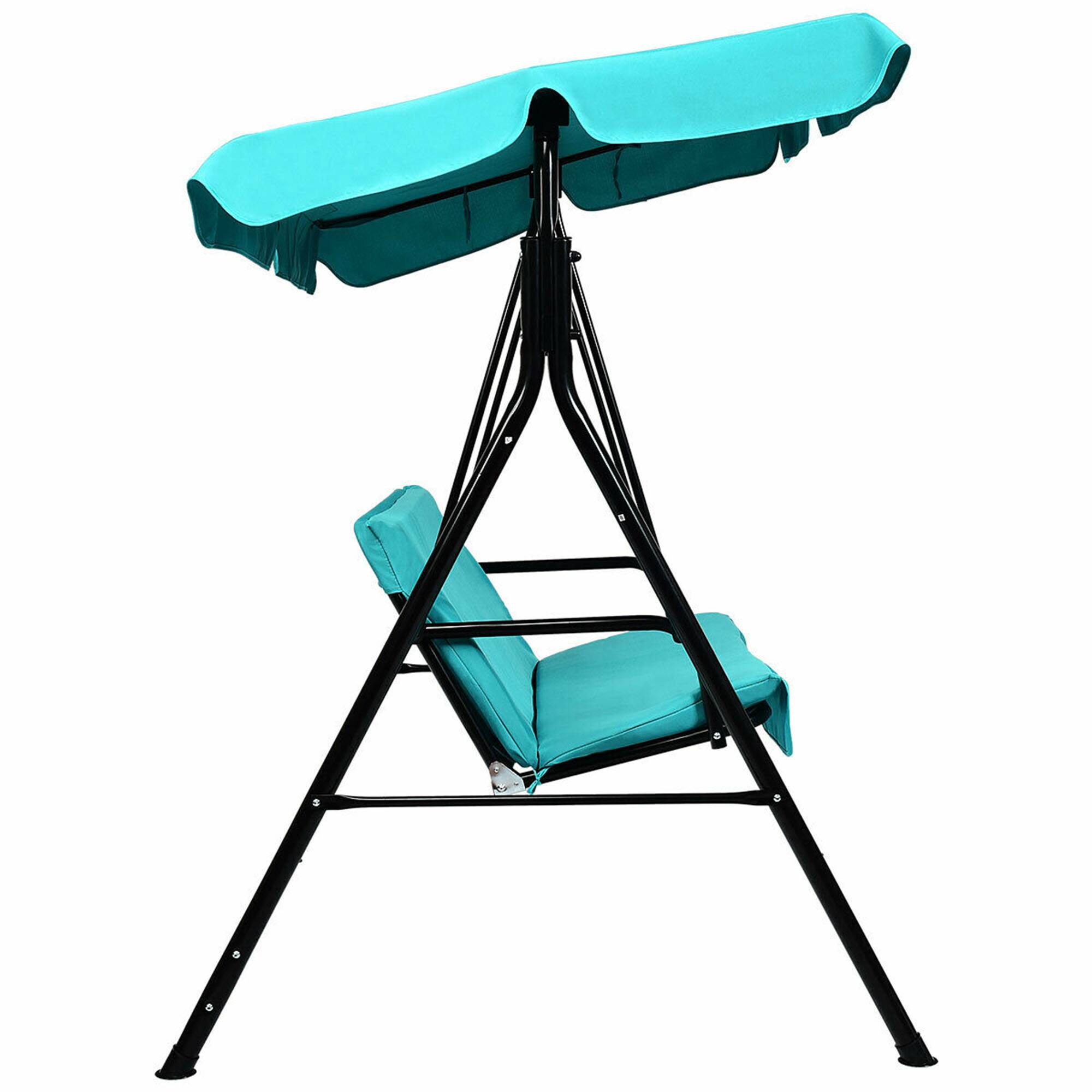 Alt View 4. Gymax - Gymax Blue Outdoor Swing Canopy Patio Swing Chair 2-Person Canopy Hammock - Blue.