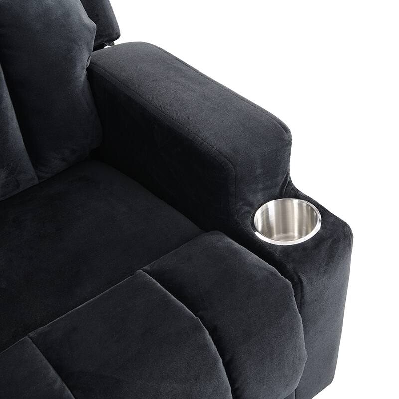Alt View 7. GOODSILO - Kids Recliner Chair with Cup Holders, Footrest & Headrest - Upholstered Toddler Couch - Black.
