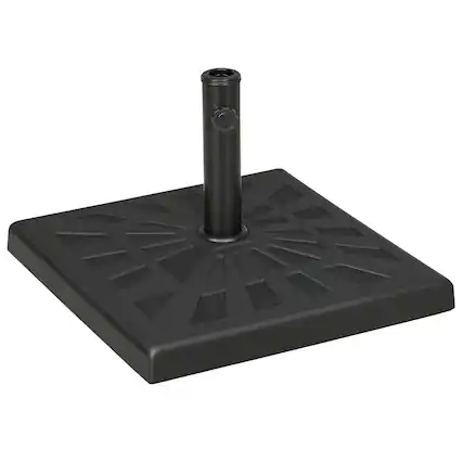 Front. Outsunny - Resin Patio Umbrella Base, 20" Square Outdoor Umbrella Stand Holder for Parasol Poles 1.26", 1.5" - Black.