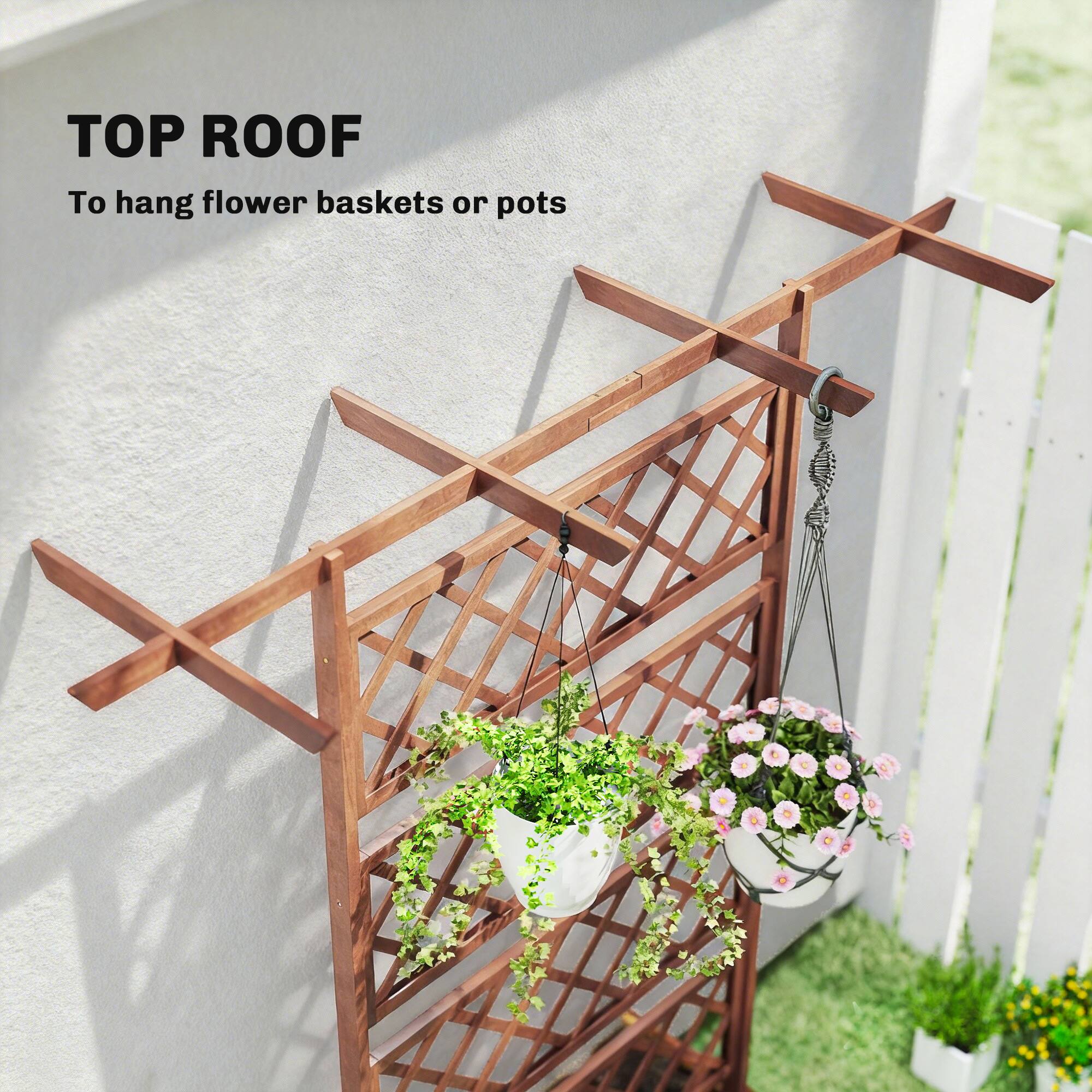 TOP ROOF  
To hang flower baskets or pots