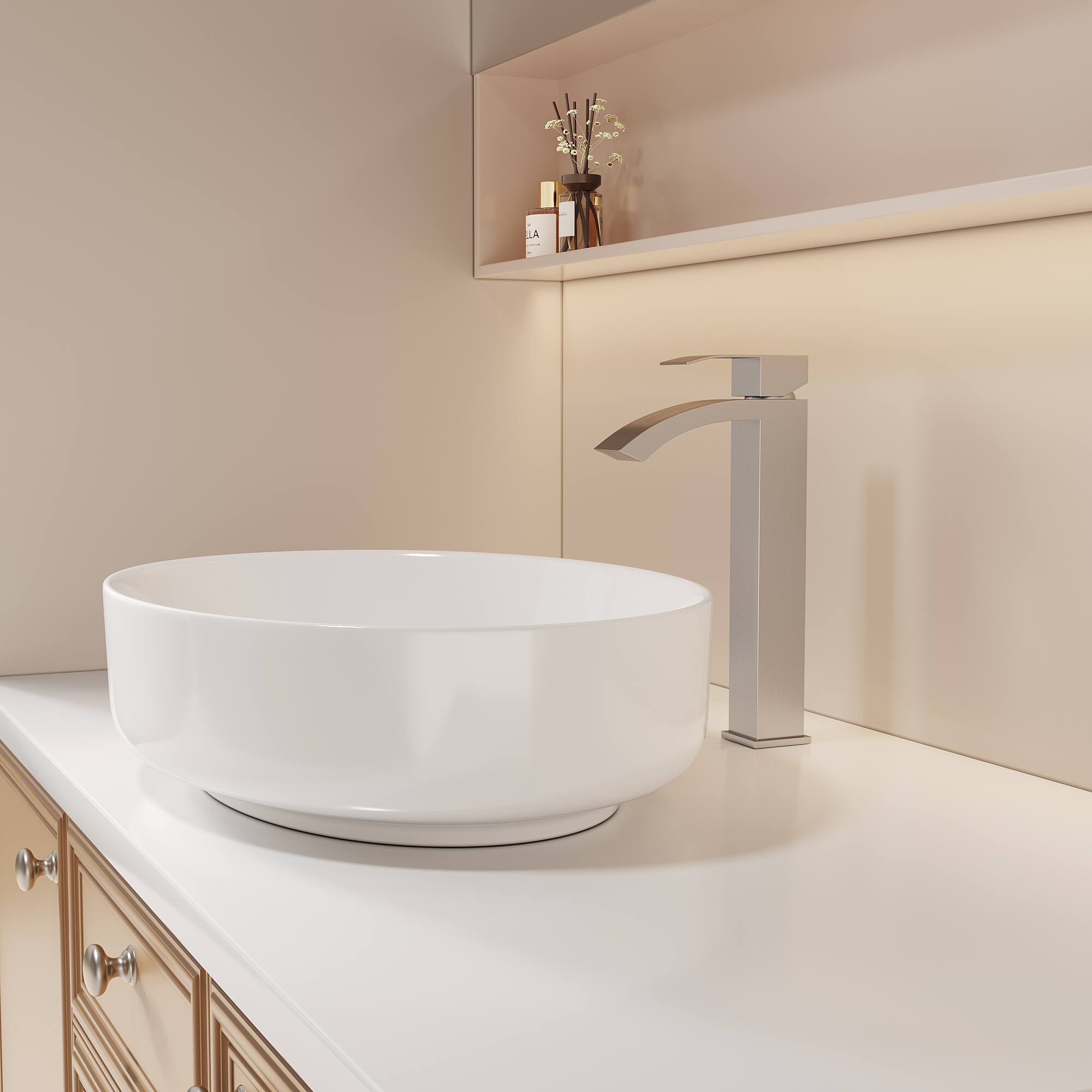 Left. Bothwa Home - Bothwa Home BF-HD1205-BN  6 - Inch Joss Single Handle Bathroom Faucet in Brushed Nickel Finish - Brushed Nickel.