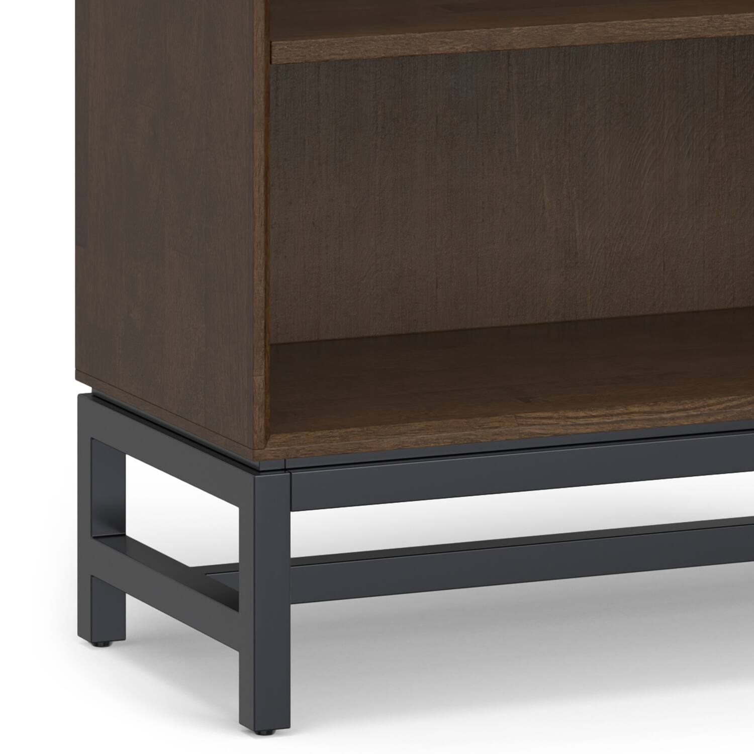 Alt View 6. Simpli Home - Banting SOLID HARDWOOD and Metal 66 inch x 30 inchRectangle Industrial Mid Century Open Shelf Bookcase in Walnut Brown - Walnut Brown.