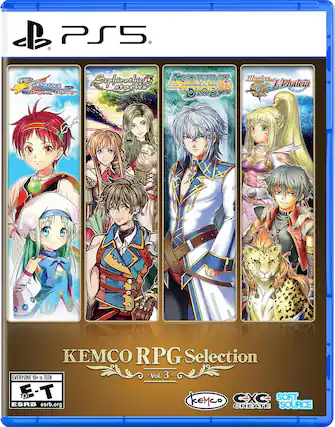PS5
KEMCO RPG Selection Vol. 3
- Asdivine Odyssey
- Illusion of Phalica
- Sephiroth's Stories
- Phalcia Dragons Odyssey
EVERYONE 10+ to TEEN
E-T 10+
ESRB esrb.org
KEMCO CREATE
CXC SOFT SOURCE - T (Teen 13+)