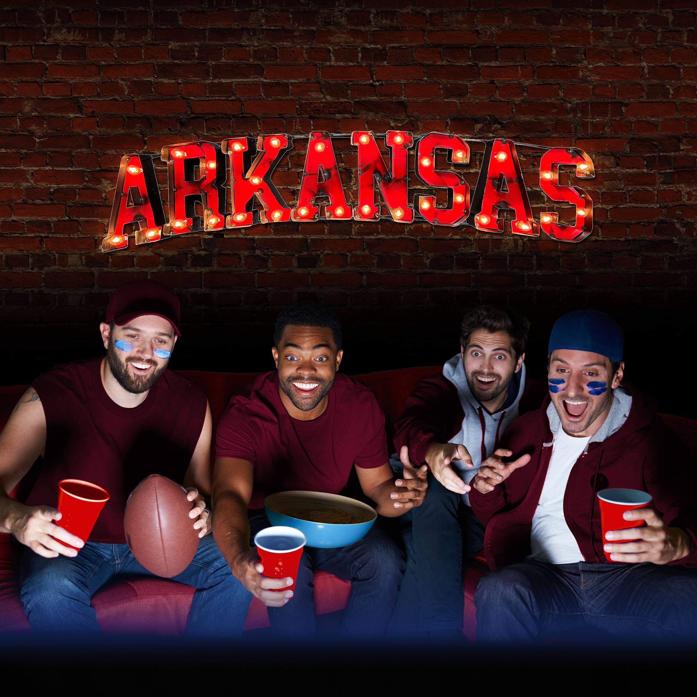 Alt View 2. Imperial - Arkansas Razorbacks Logo Lighted Recycled Metal Sign - Multicolor.