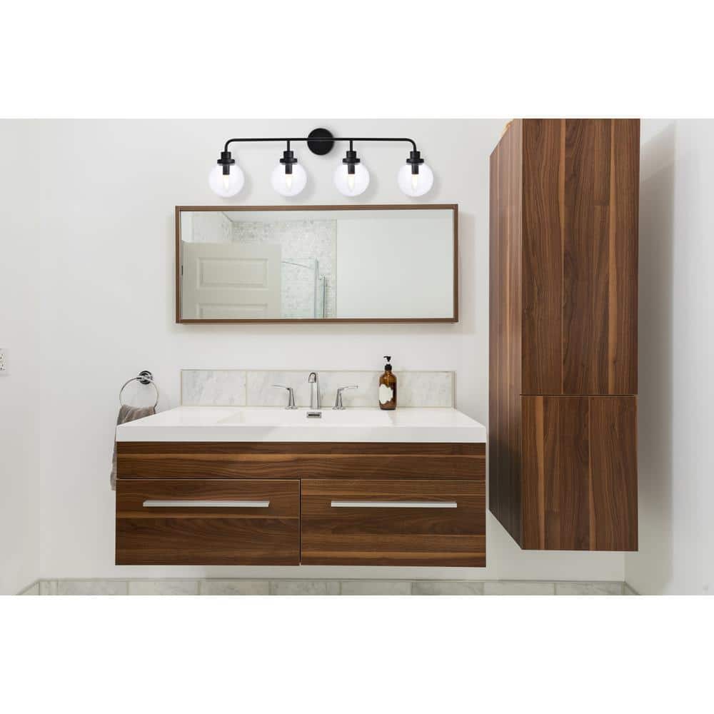 Living District - Hanson 4 lights bath sconce in black with clear shade - Black And Clear Shade price history on PriceWatchPro