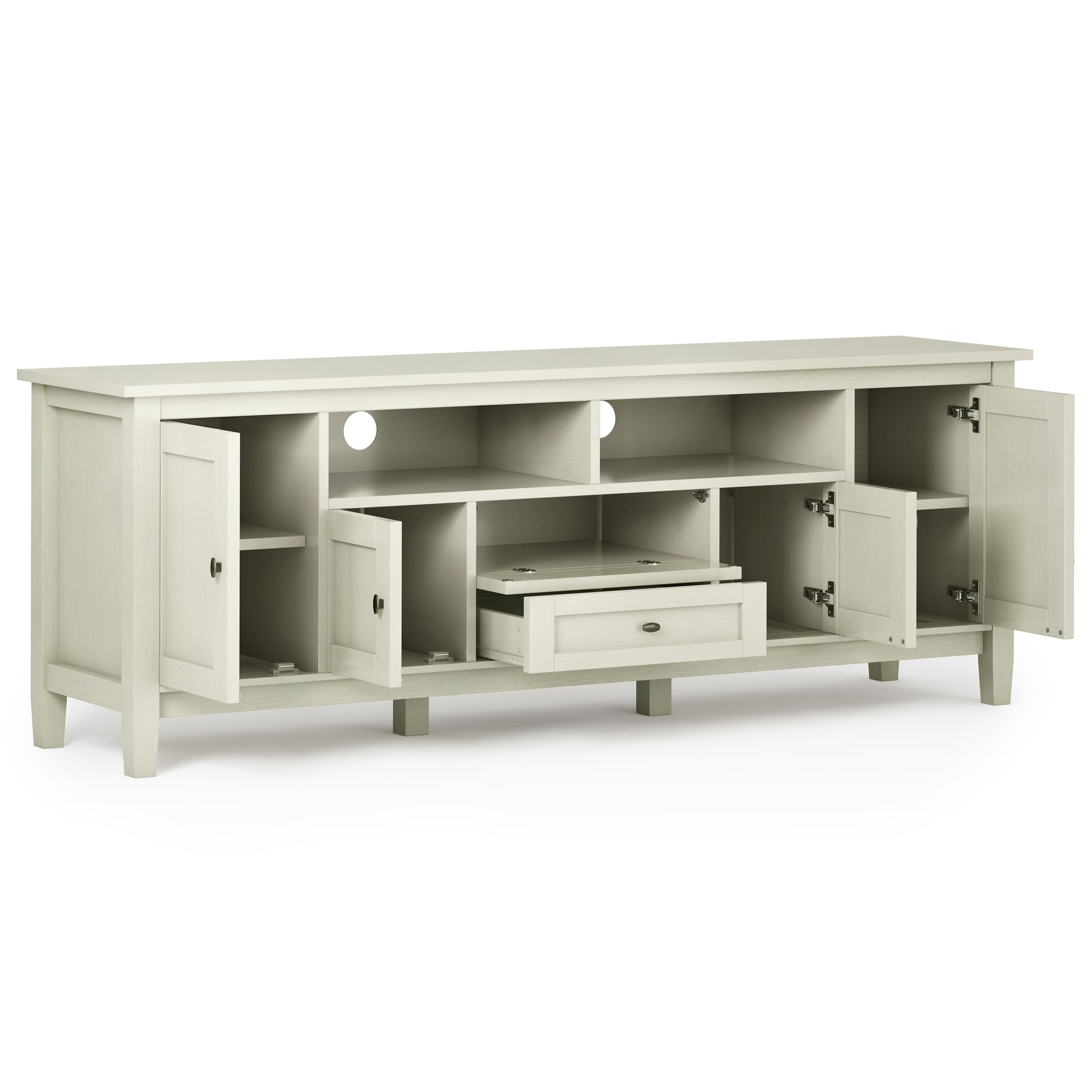 Alt View 1. Simpli Home - Warm Shaker SOLID WOOD 72 inch Wide Rustic TV Media Stand in Antique White For TVs up to 80 inches - Antique White.