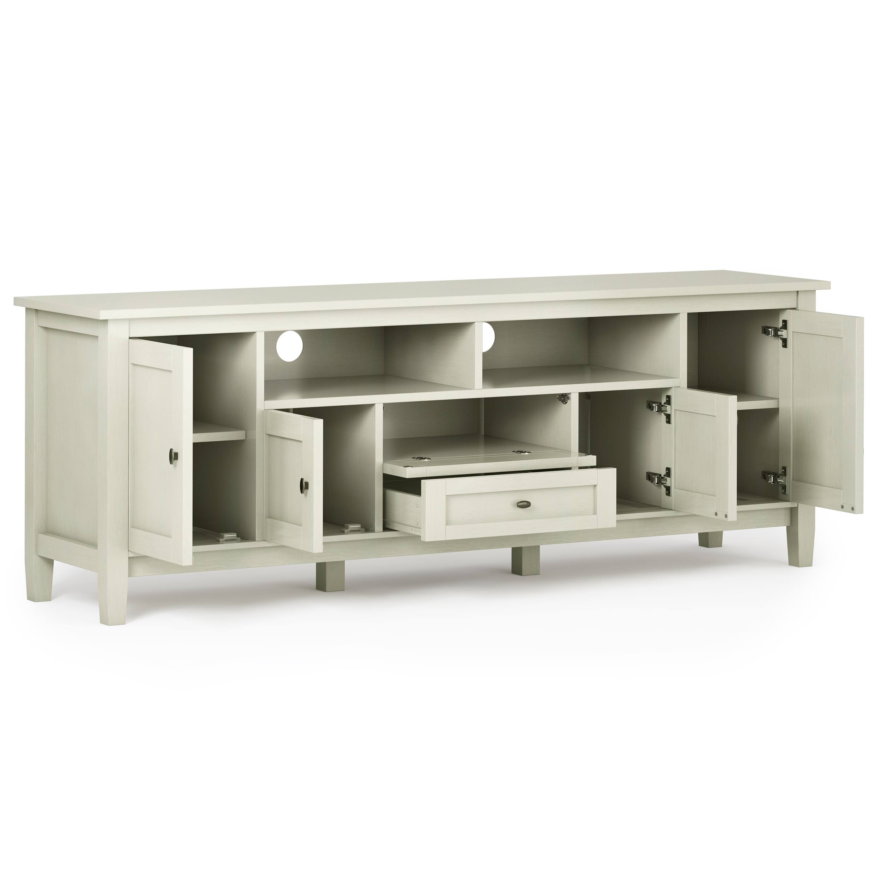 Alt View 1. Simpli Home - Warm Shaker SOLID WOOD 72 inch Wide Rustic TV Media Stand in Antique White For TVs up to 80 inches - Antique White.