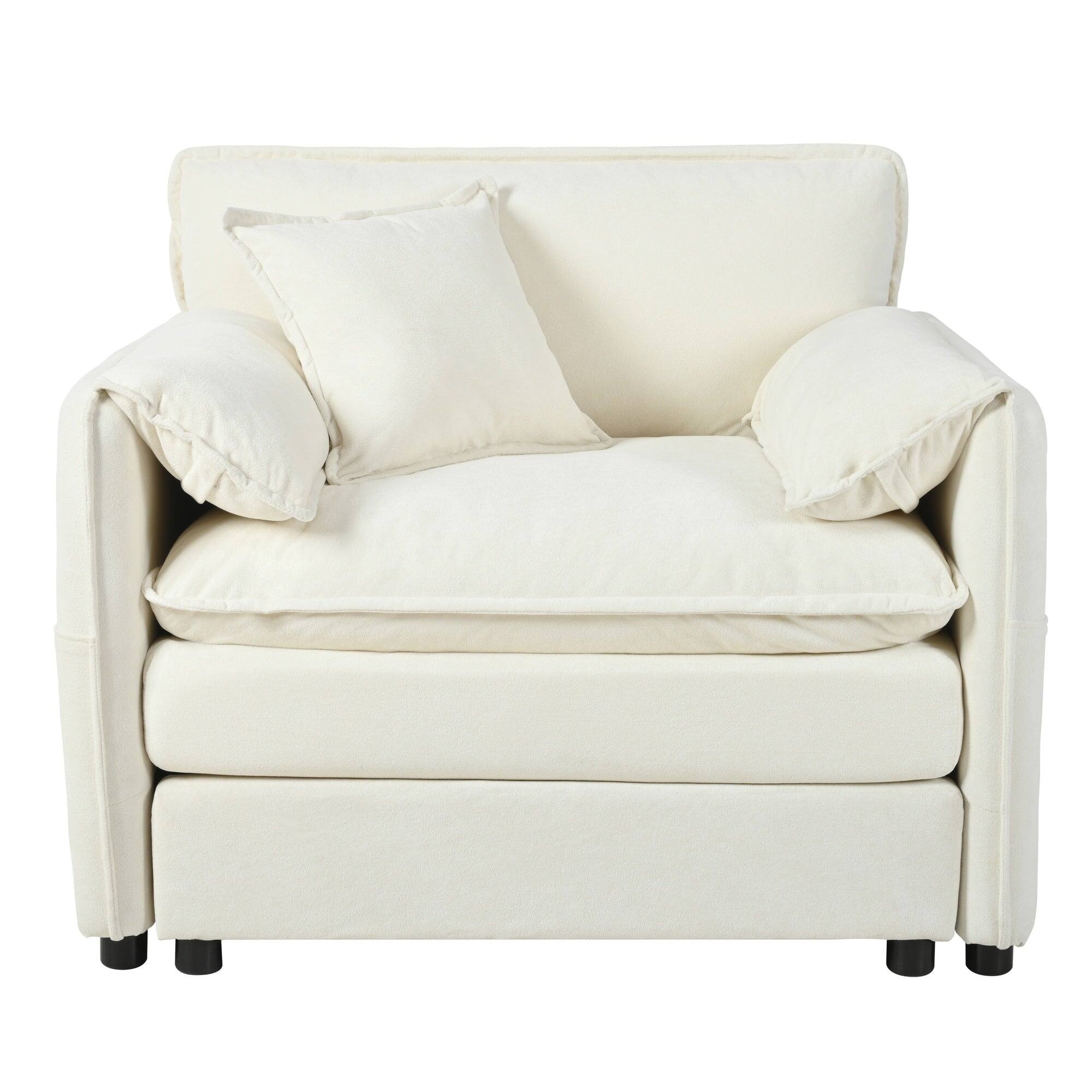 Alt View 1. Boyel Living - Modern Minimalist Beige Chenille Sofa with Side Storage Pockets 1-Seat - Beige.
