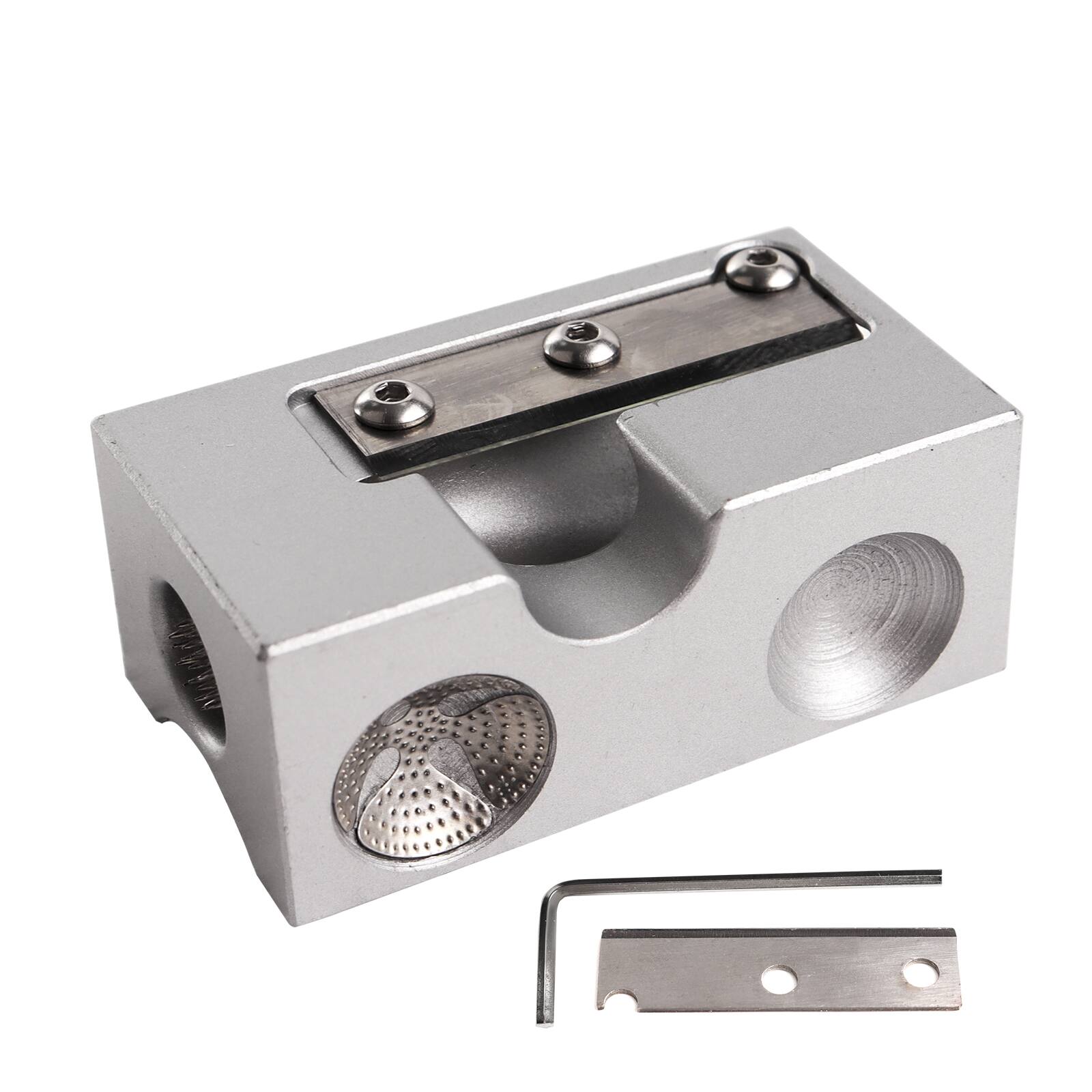 Front. GSE Games & Sports Expert - 8-in-1 Pool Cue Tip Tool, Billiard Cue Tip Repair Tool Kit for Replacement and Shaping Cue Tips - Silver - Silver.