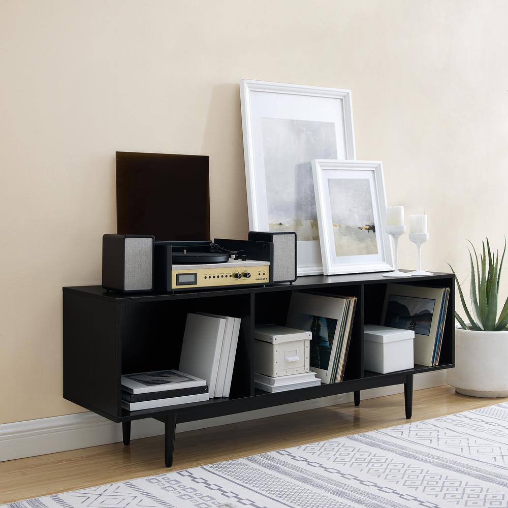 Alt View 9. Crosley Furniture - Liam Large Record Player Stand With Vinyl Storage - Black.