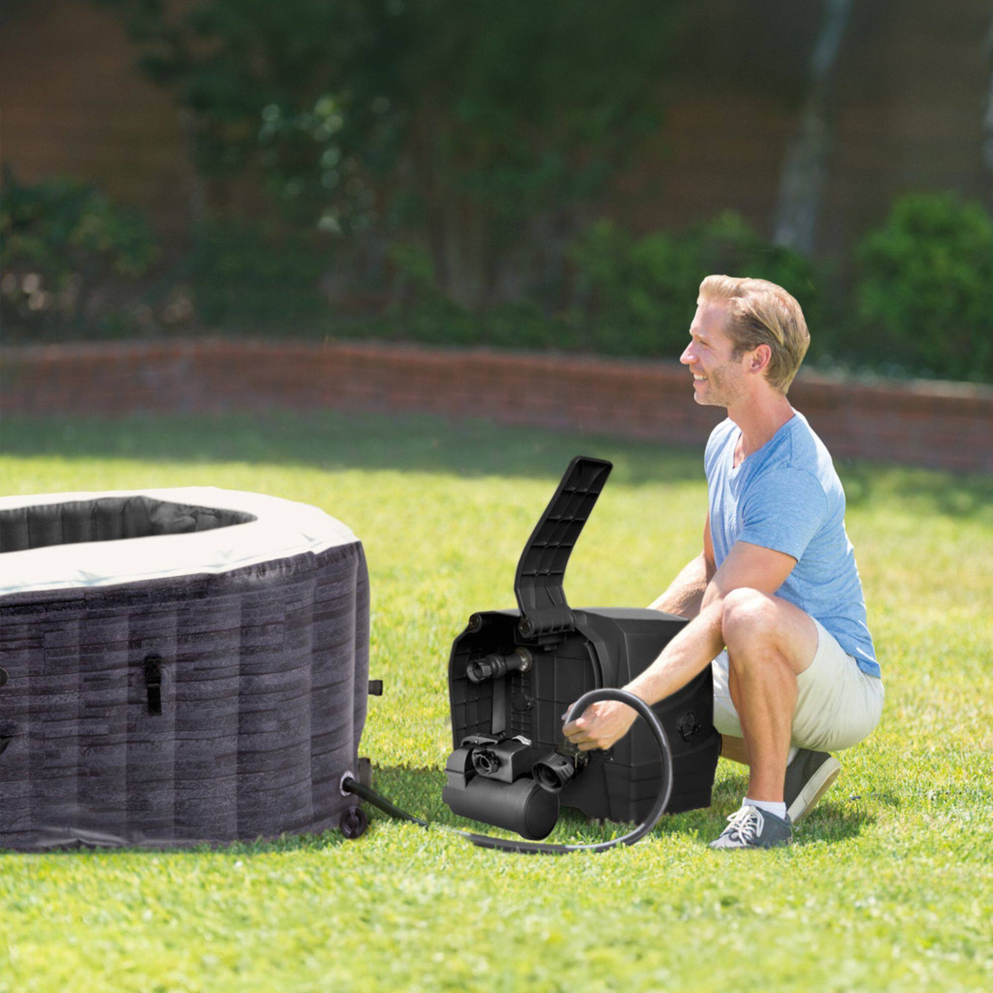 Alt View 7. Intex - Intex PureSpa Greystone Deluxe 4 Person Inflatable Hot Tub Square Spa, 69" x 28" - greystone.