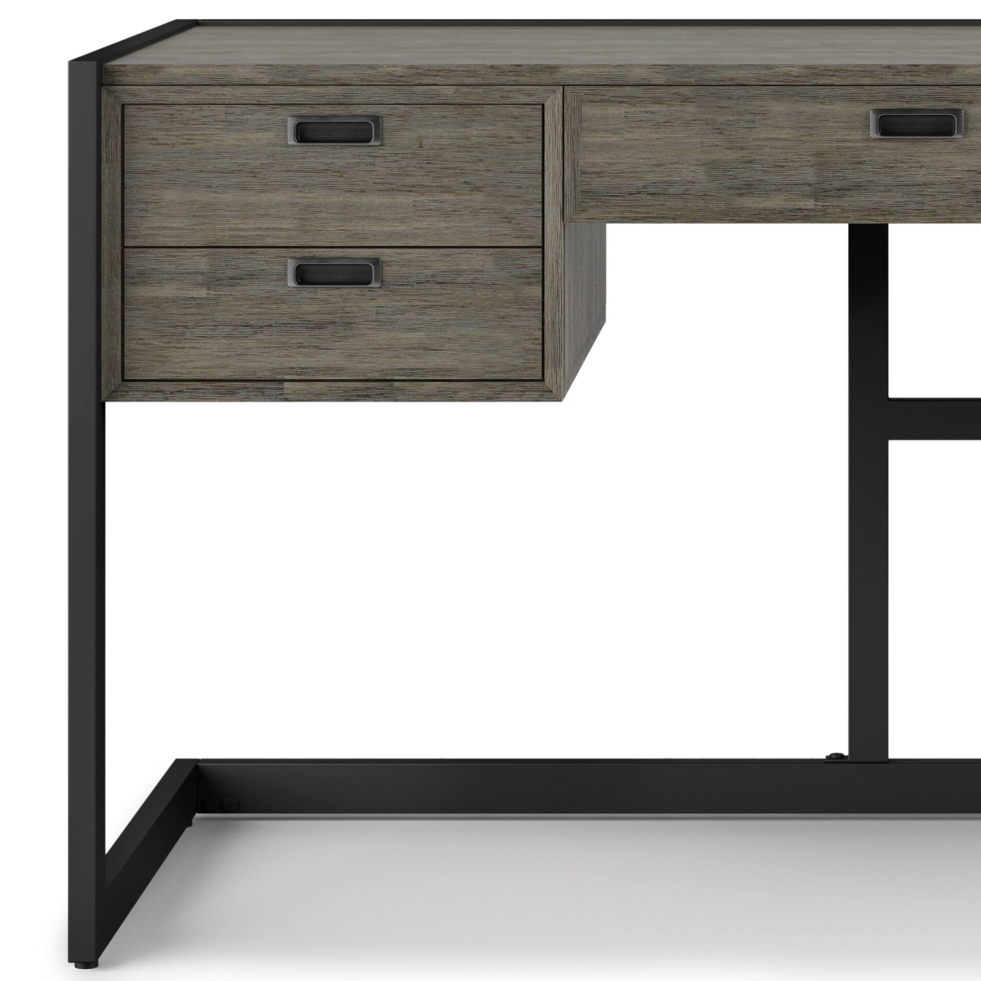 Alt View 4. Simpli Home - Hampden SOLID ACACIA WOOD Modern Industrial 60 inch Wide Desk in Weathered Grey - Weathered Grey.