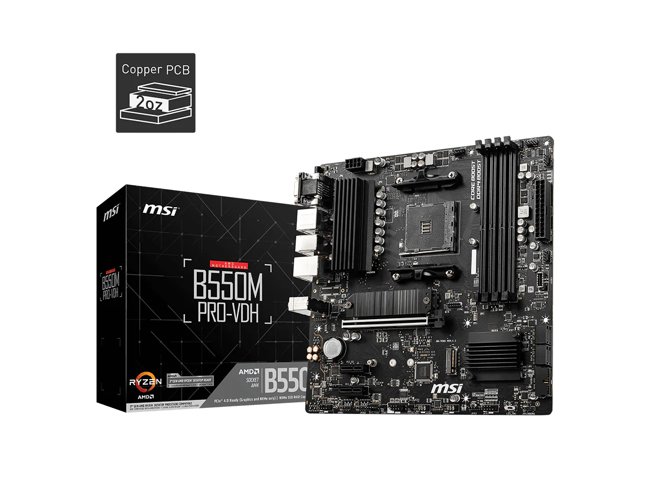 MSI - B550M PRO-VDH Micro-ATX AM4 Motherboard, Ryzen 5000/4000/3000, PCIe 4.0, Dual M.2, 2.5G LAN price history on PriceWatchPro