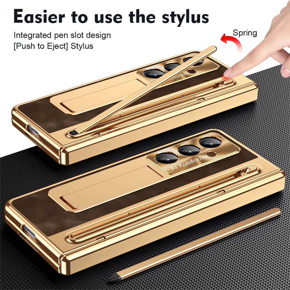 Easier to use the stylus  
Integrated pen slot design  
[Push to Eject] Stylus  
Spring  
AI Autofocus